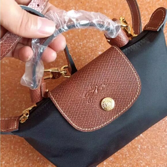 Longchamp Le Pliage XS Black Brown Mini Shoulder Bag Pouch Outlet Duty free - Picture 4 of 6